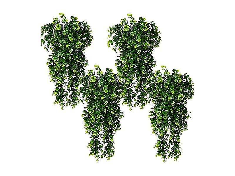 Hanging Artificial Plants 4 Pack Faux Eucalyptus Leaf Greenery Vine Plant Fake image number 0