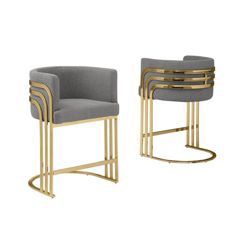 Best Quality Furniture Best Quality furniture Dark grey with gold barstool, Set of two