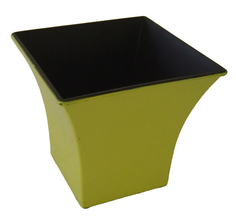 HomeRoots 5" Yellow Recycled Plastic Indoor Outdoor Square Pot Planter