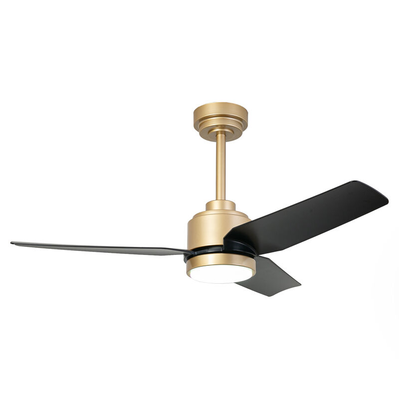 42" Modern Gold ABS 3-Blade Ceiling Fan with Light and Remote