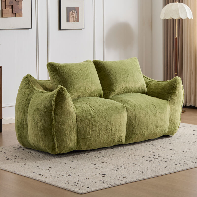 Whisen Giant Bean Bag Couch Ultra Soft Fluffy Loveseat Oversized Chase Lounge Chair with Pillows image number 2