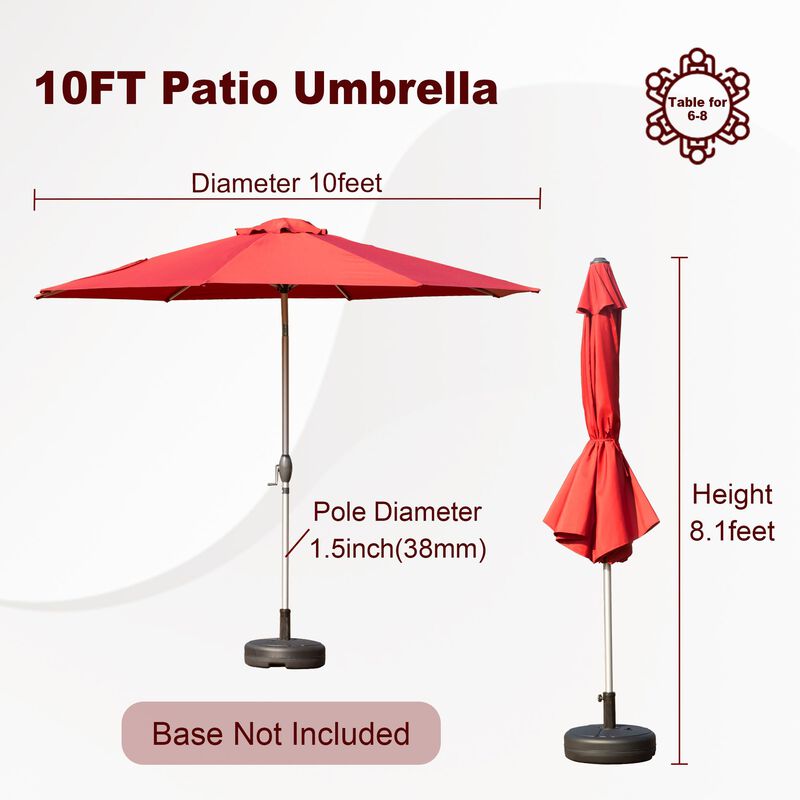 MONDAWE 10 FT Patio Umbrella, Outdoor Table Umbrella with Push Button Tilt and Crank, UV Protection Waterproof Market Sun Umbrella with 8 Sturdy Ribs for Garden, Deck, Backyard, Pool