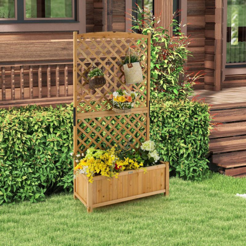 Hivvago Planter Raised Bed with Trellis for Plant Flower Climbing-Orange