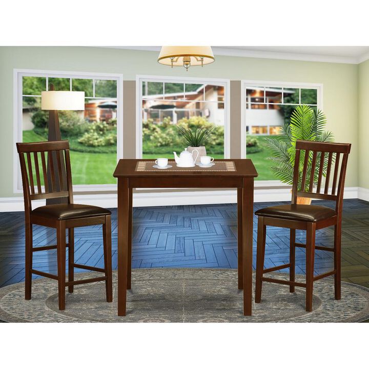 3 PC counter height Dining set-Square pub Table and 2 Stools