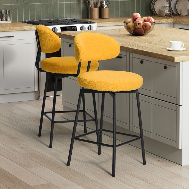 WestinTrends Modern Upholstered Sherpa Fabric Counter Height Bar Stools with Back (Set of 2)