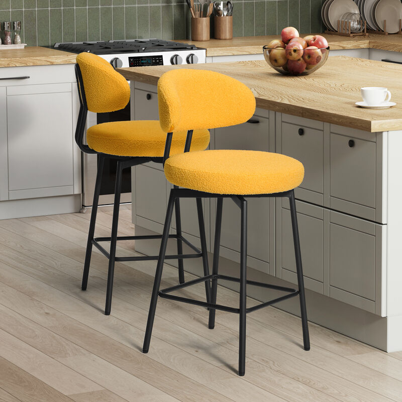 WestinTrends Modern Upholstered Sherpa Fabric Counter Height Bar Stools with Back (Set of 2) image number 1