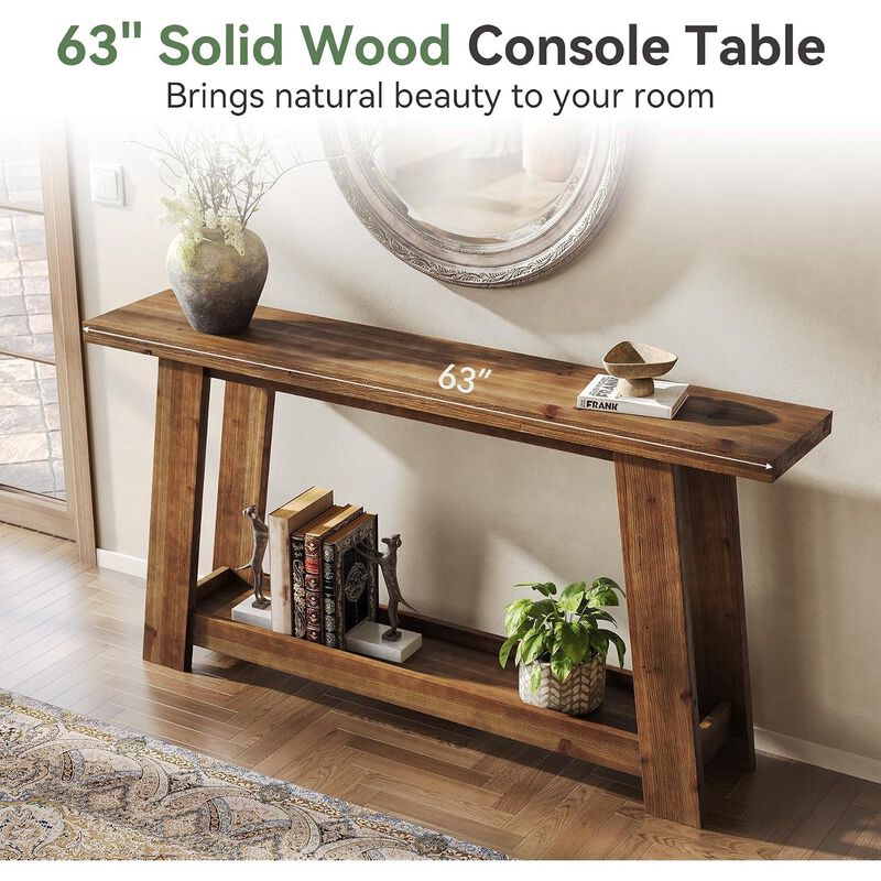 Tribesigns Classic 2-Tier Wood Console Table image number 5