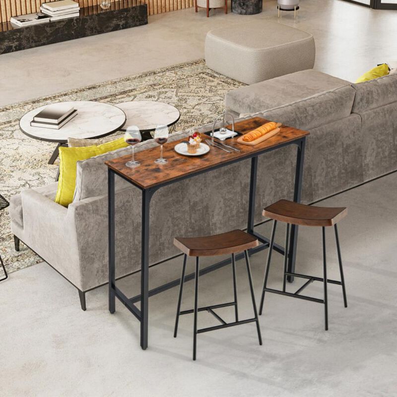 Hivvago 48 Inch Industrial Pub Dining Table with Steel Frame