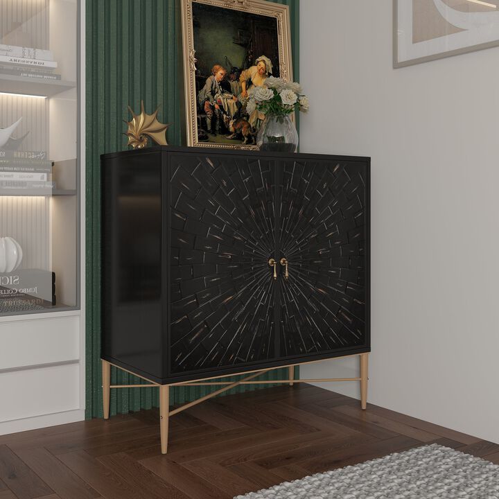 MONDAWE Kitchen Sideboard Buffet Table, Modern Sideboard Storage Cabinet with 2 Doors, Console Cupboard, Bookmatch Buffet for Living Room Entryway