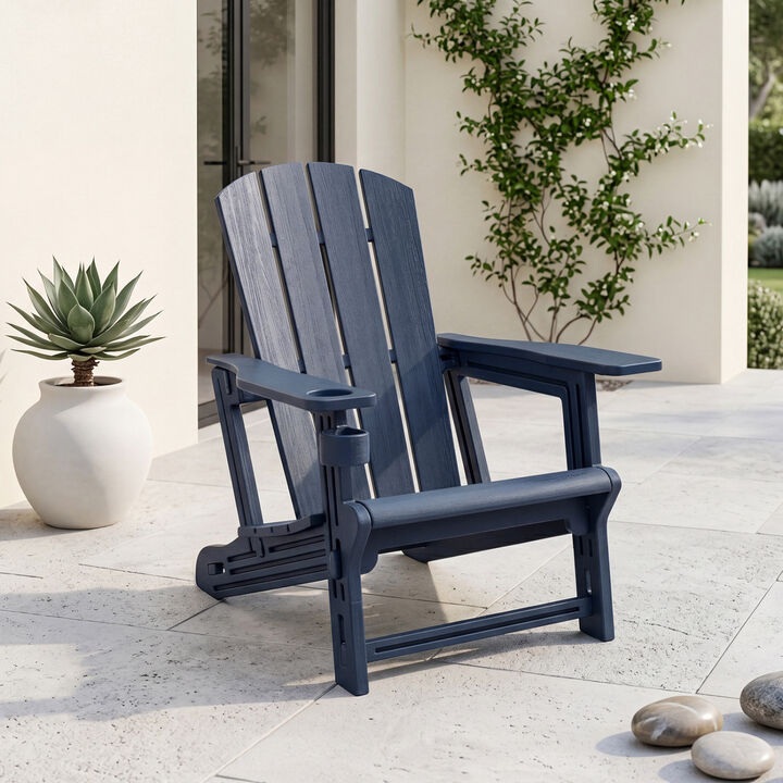 Weather-Resistant HDPE Adirondack Chairs Realistic Wood Look for Lawn and Garden