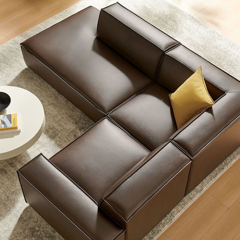Restore 3-Piece Vegan Leather Modular L-Shaped Sectional Sofa image number 8