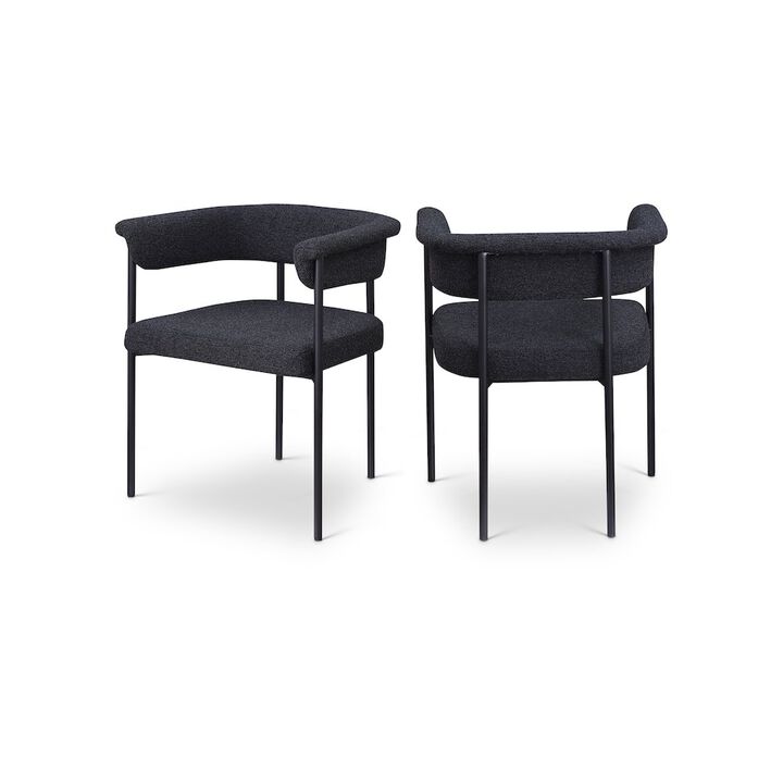 Meridian Furniture Malin Black Boucle Fabric Dining Chair, Set of 2