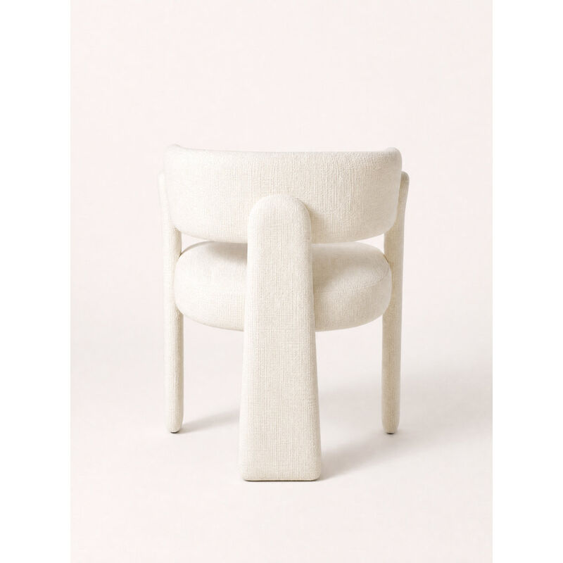 2-Piece Modern Upholstered Barrel Dining Chair Set, Curved Open-Back Accent Chairs with Fully Upholstered Frame, White (Set of 2) image number 3