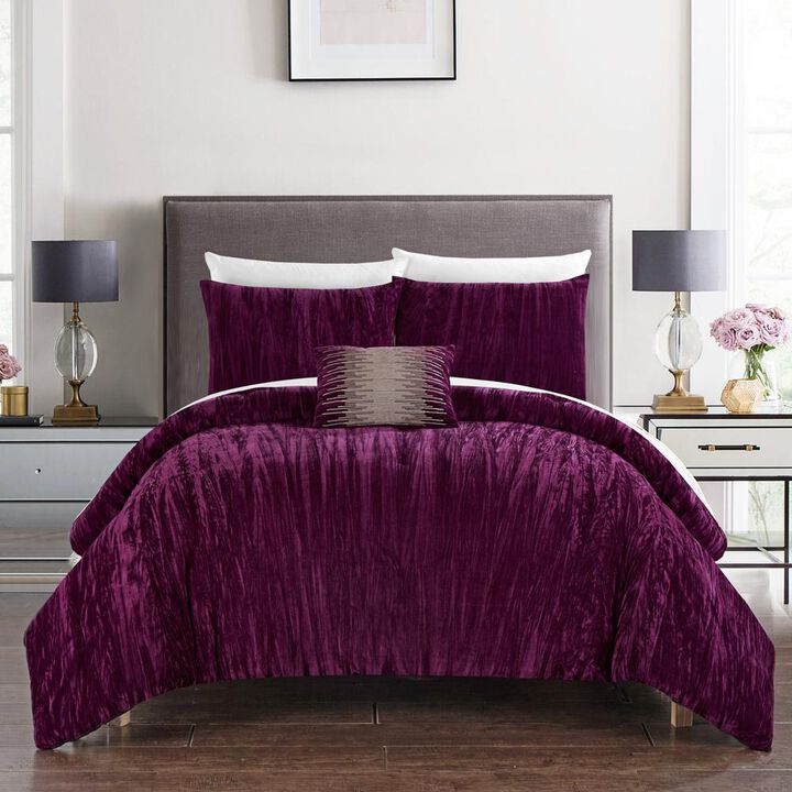 Chic Home Westmont 8 Piece Comforter Set Crinkle Crushed Velvet Bed in a Bag Bedding