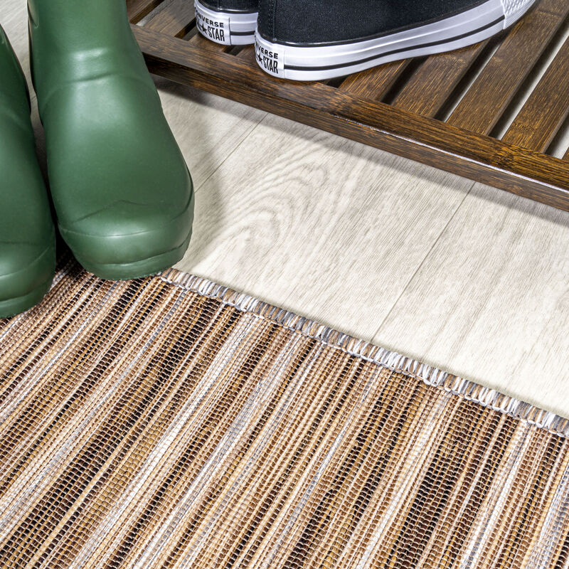 Finn Modern Farmhouse Pinstripe Square Area Rug