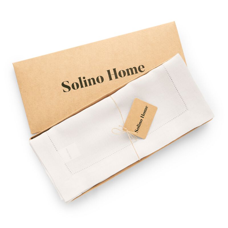 Solino Home 100% Pure Linen Table Runner - Sonoma Hemstitch