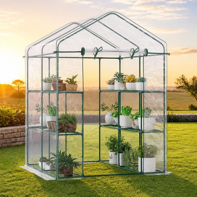 WOW PIONEER Portable Walk-In Greenhouse Kit with Built-In Four Shelves for Year-Round Outdoor Plant Growing and Weather Protection image number 3