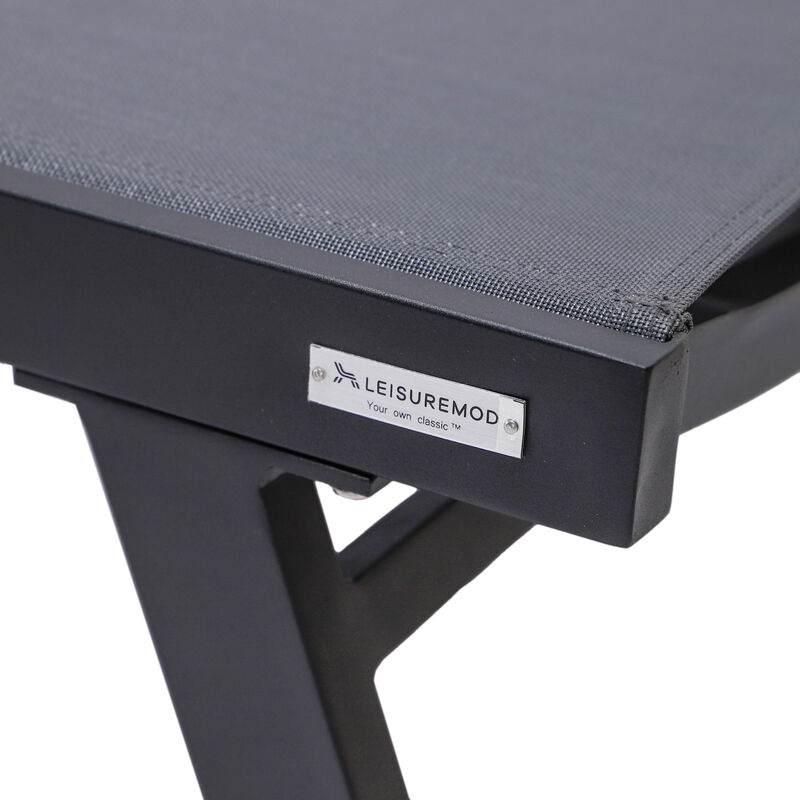 LeisureMod Marlin Poolside Outdoor Patio Lawn and Garden Modern Powder Coated Aluminum Frame Suntan Sling Chaise Lounge Chair with Armrests, Set of 2