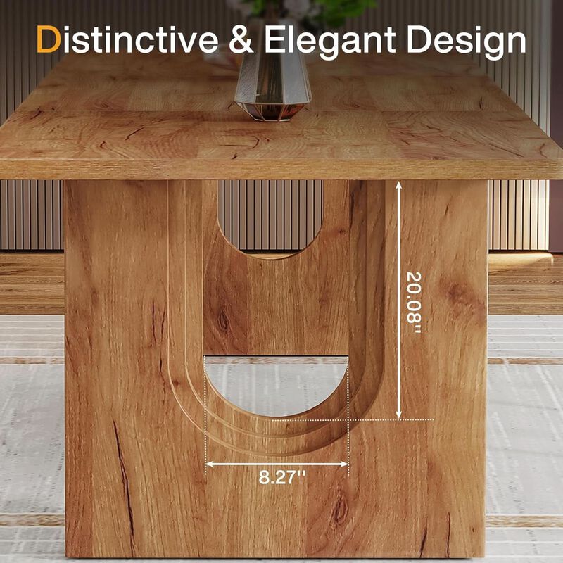 ShipItFurniture 71" Dining Table Rustic Brown Wood Pedestal image number 2