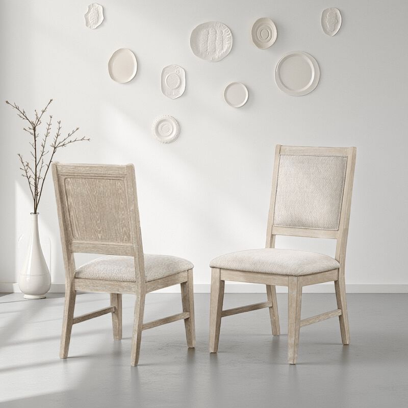 Rozie Dining Side Chair Set of 2, Tapered Legs, Light Oak Poplar Wood