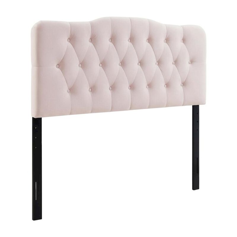Pink Tufted Velvet Headboard with Diamond Pattern and Plush Padding image number 0