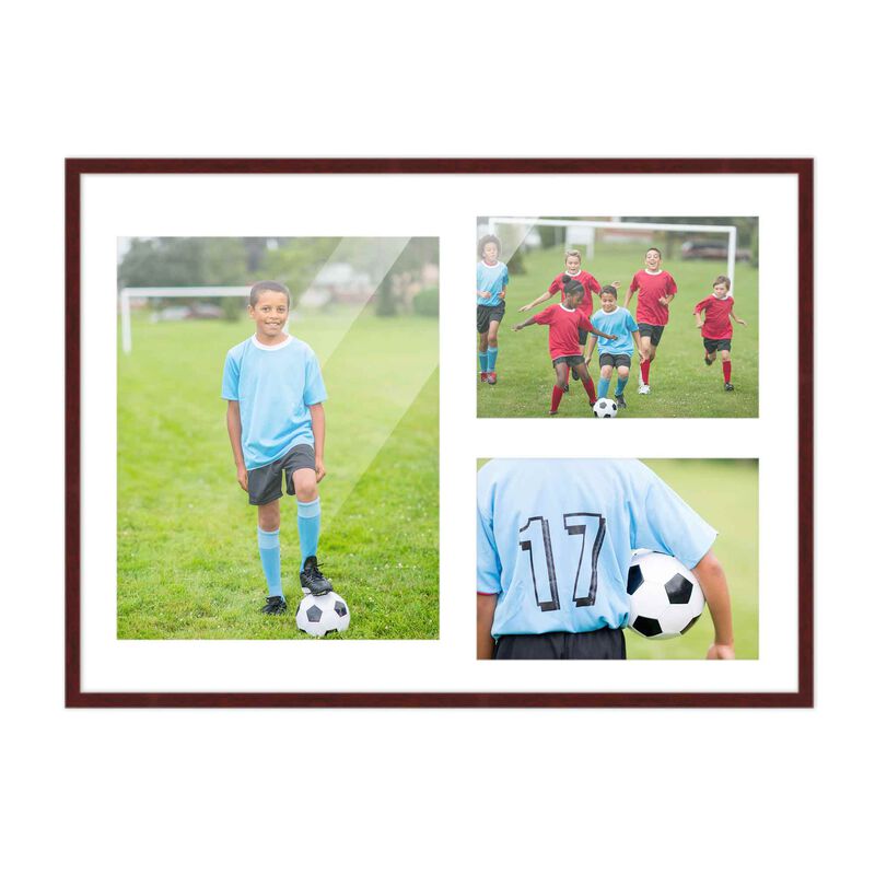 12x17 Wood Collage Frame with a White Mat for 8x10 & 5x7 Pictures