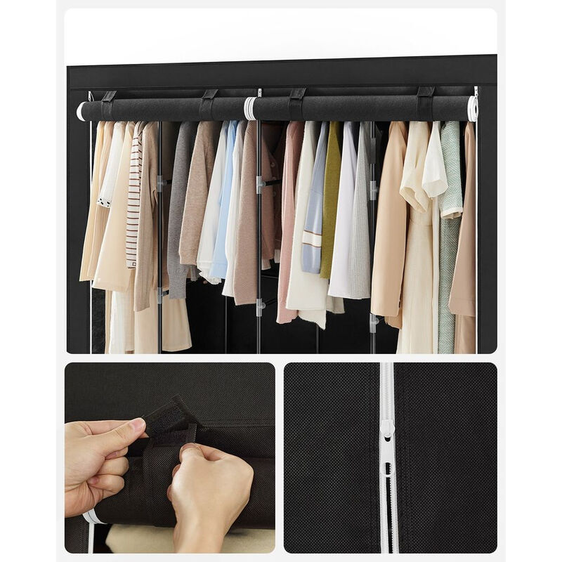 Portable Closet Wardrobe with 4 Hanging Rods and Shelves &ndash; Freestanding Clothes Organizer for Bedroom or Storage Room