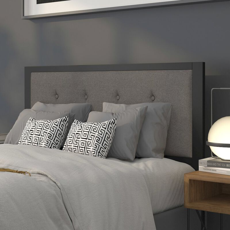 Flash Furniture Metal Tufted Upholstered Full Size Headboard in Dark Gray Fabric image number 7
