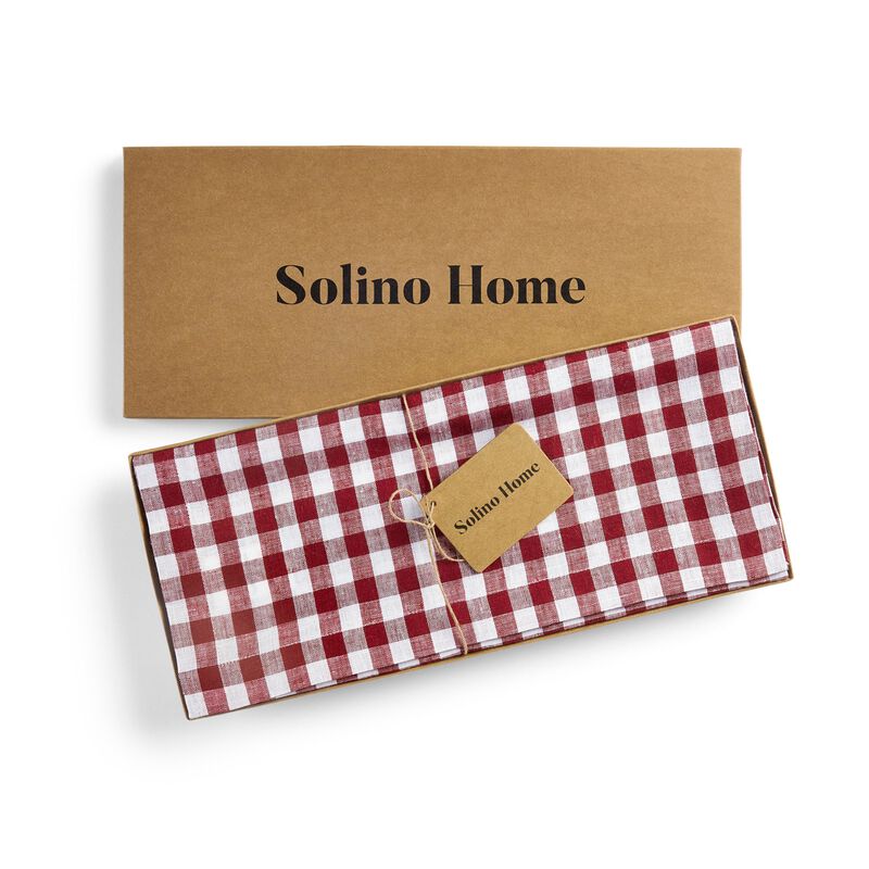 Solino Home 100% Pure Linen Table Runner - Gingham Check