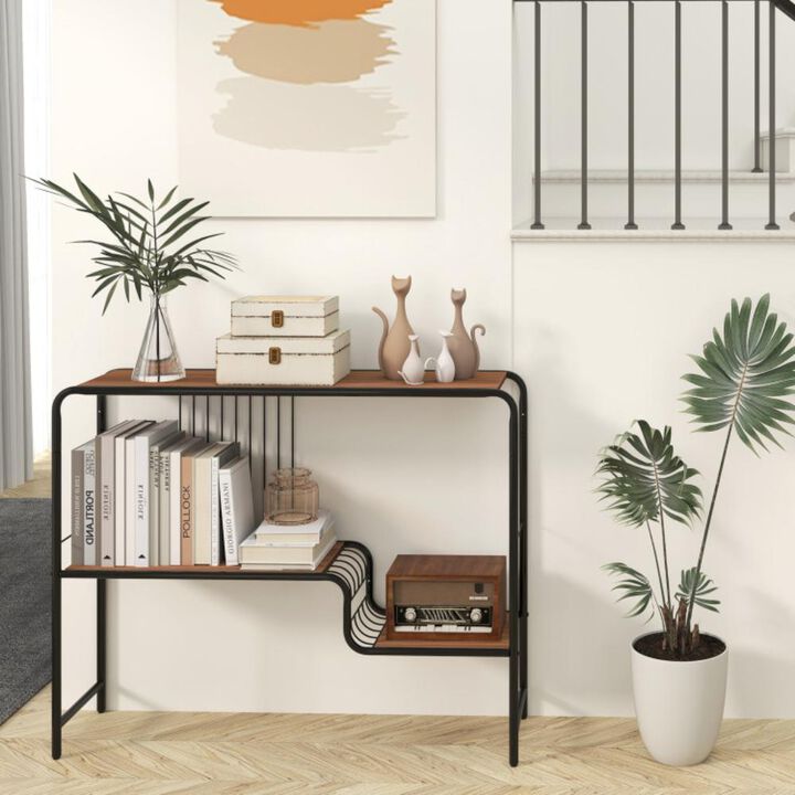 Hivvago Console Table with Storage Shelf and Metal Frame for Living Room