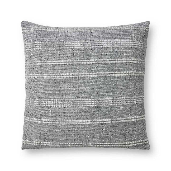 Adeline PMH0026 Grey 22''x22'' Cover Only by Magnolia Home by Joanna Gaines x Loloi, Set of Two