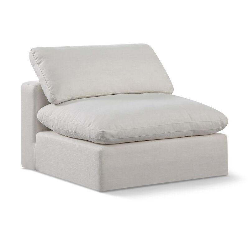 Meridian Furniture Comfy Cream Linen Textured Fabric Modular Armless Chair