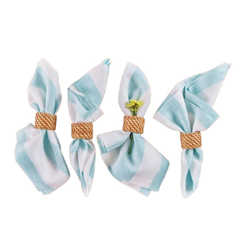 Solino Home 100% Pure Linen Dinner Napkins 20 x 20 Inch Set of 4 - Cabana Stripe