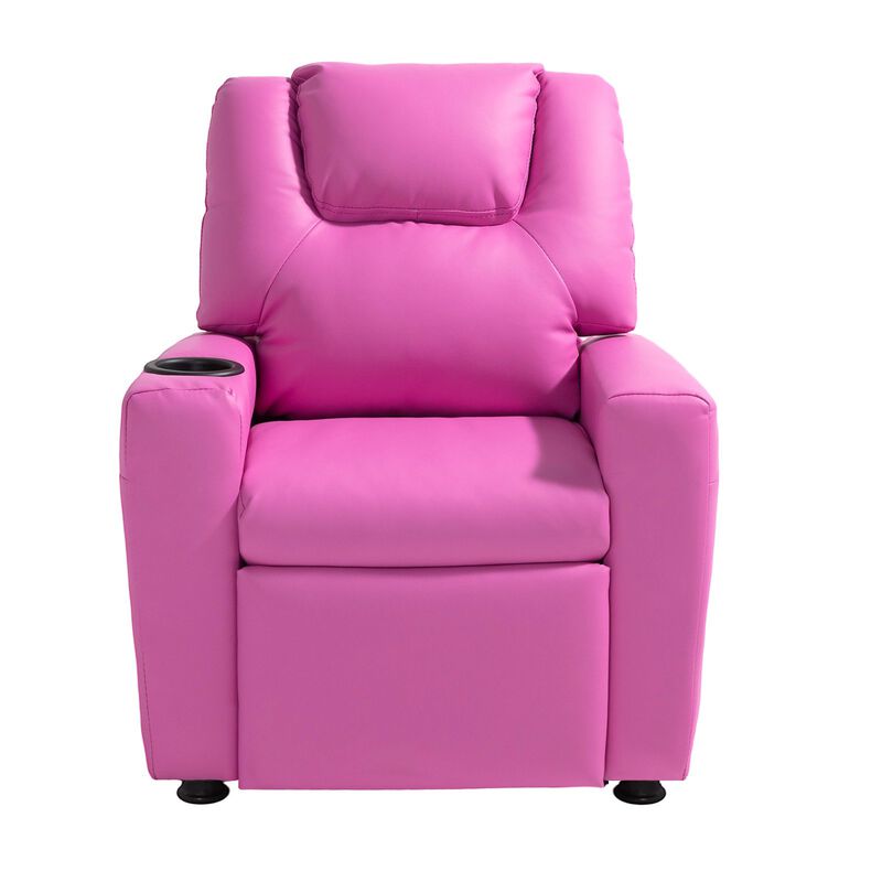 Kids PU Leather Recliner Sofa with Cup Holder Adjustable Backrest and Footrest image number 0