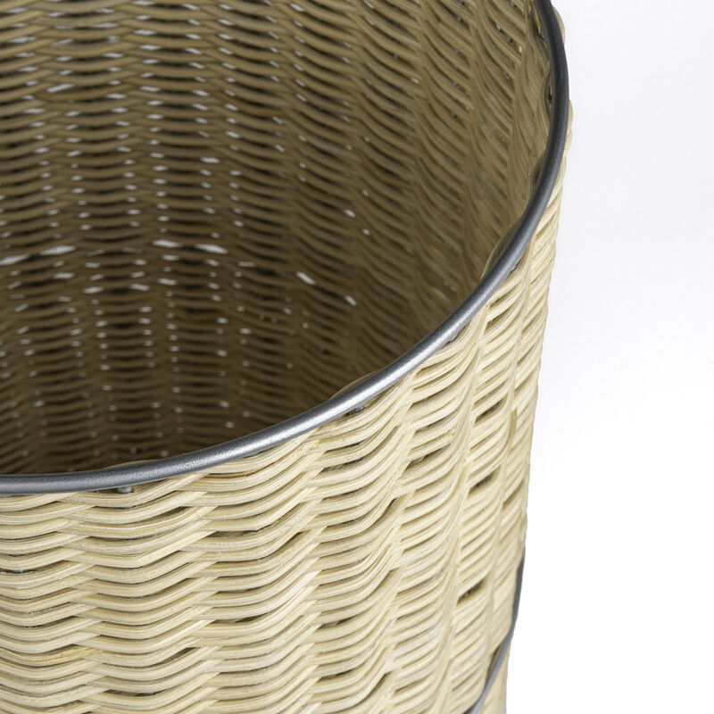 Cecil Modern Faux Wicker Cylinder Waste Basket