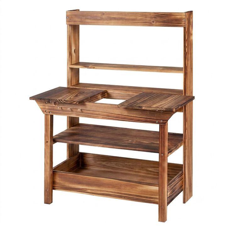 Kids Outdoor Mud Kitchen with Faucet and Planter for Ages 3+