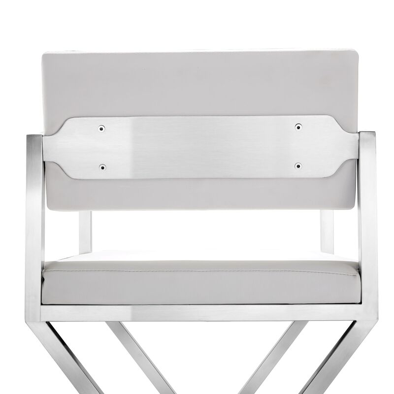 TOV Furniture Director Stainless Steel Barstool, White image number 3