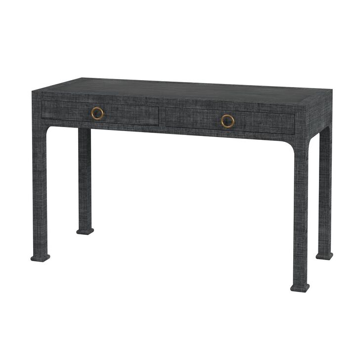 Butler Specialty Chatham Raffia and Wood 2- Drawer Desk in Charcoal, Charcoal