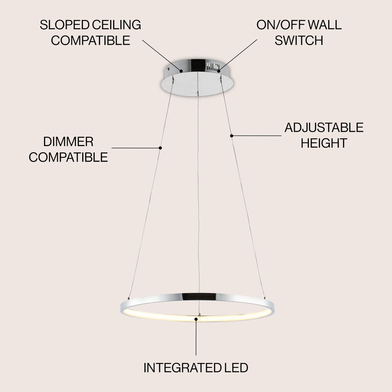 Brice Modern Contemporary Metal Round Dimmable Integrated LED Pendant