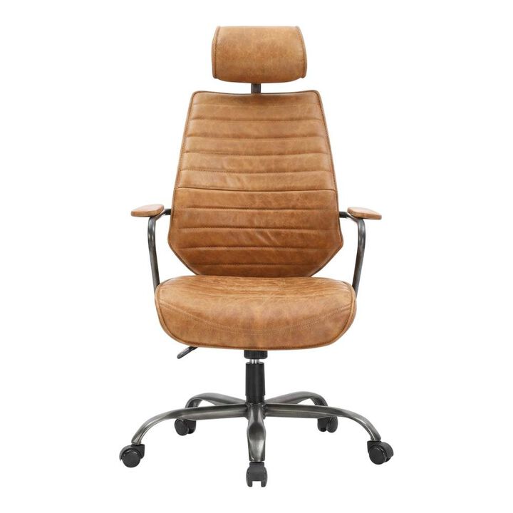 Bison Office Leather Upholstered Executive Office Chair, Industrial Swivel Desk Chair