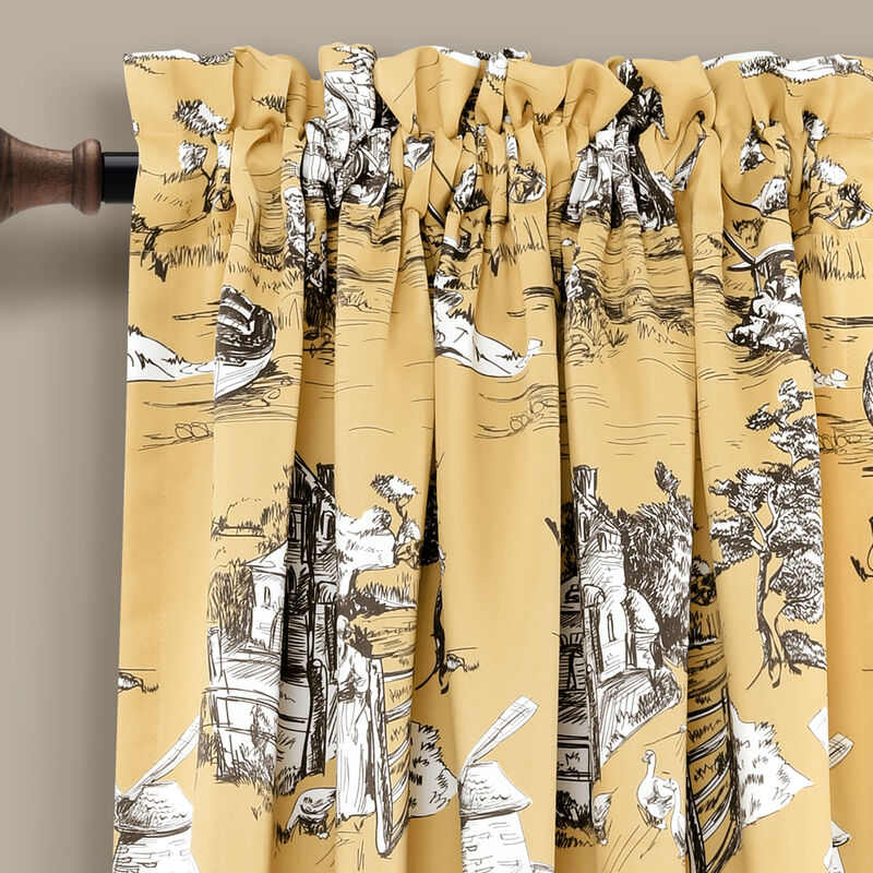 French Country Toile Light Filtering Window Curtain Panels
