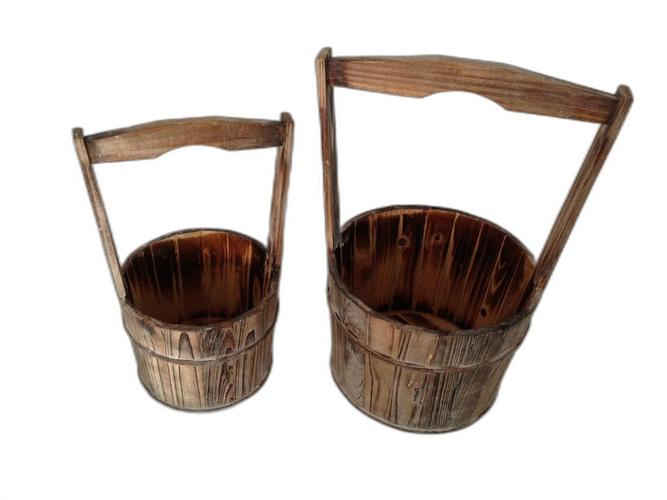 2-Piece Wooden Garden Planter – Decorative Planter Boxes for Patio or Balcony