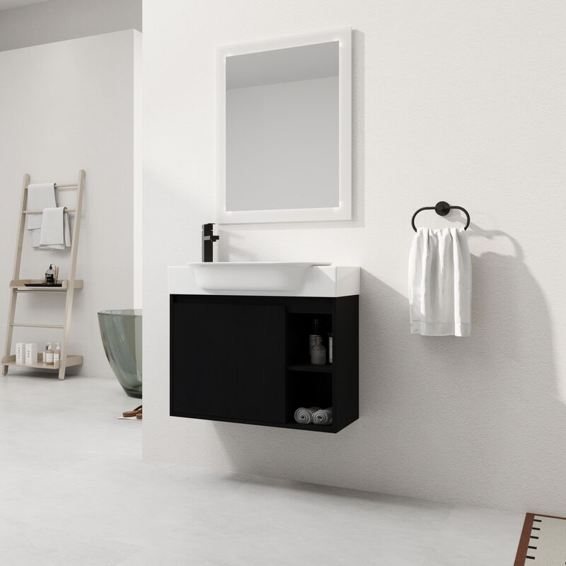 ELEMENT ACE Wall-Mounted Bathroom Vanity with Ceramic Sink and Soft-Close Doors for Modern Spaces image number 3