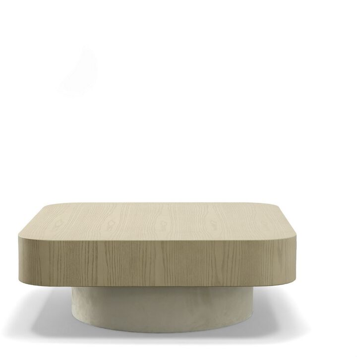 Cid Macy 40 Inch Coffee Table, Square, Modern Style Beige Brown Finish - Benzara