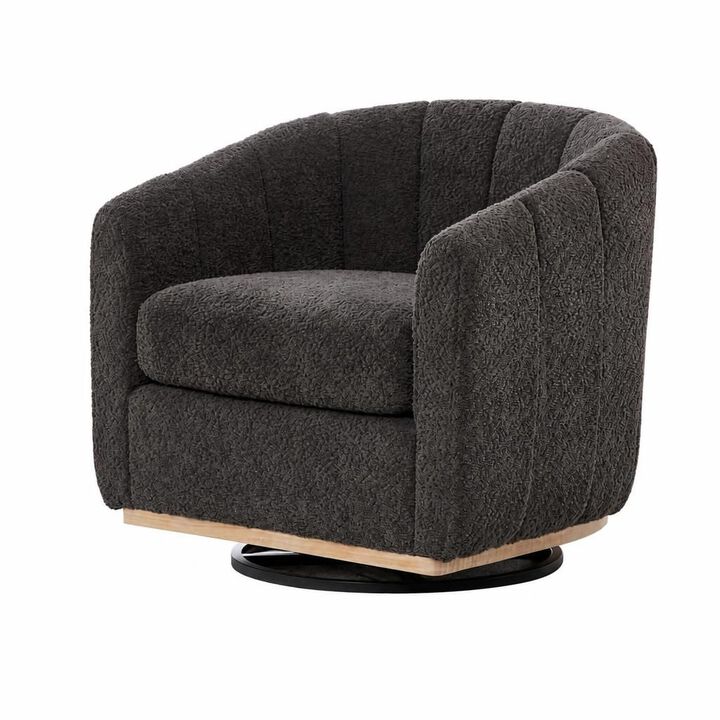 GOODSILO 31.89 Inch Wide Modern Chenille 360 Swivel Tufted Pumpkin-Shape Barrel Armchair for Living Room Bedroom Lounge Office