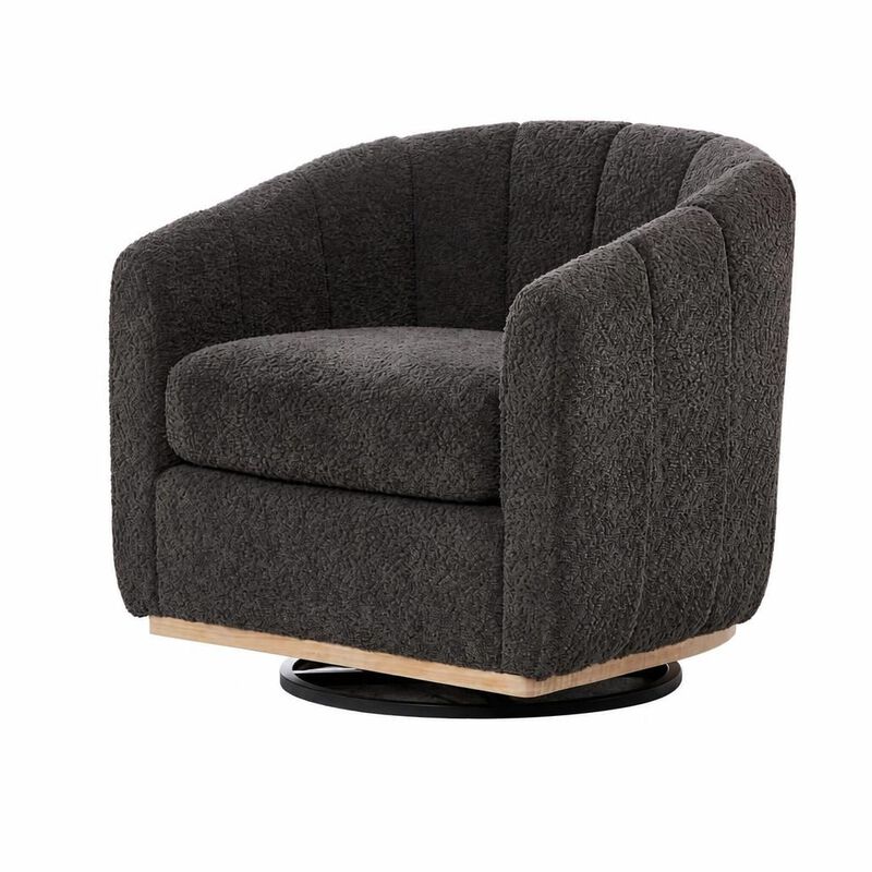 GOODSILO 31.89 Inch Wide Modern Chenille 360 Swivel Tufted Pumpkin-Shape Barrel Armchair for Living Room Bedroom Lounge Office image number 0