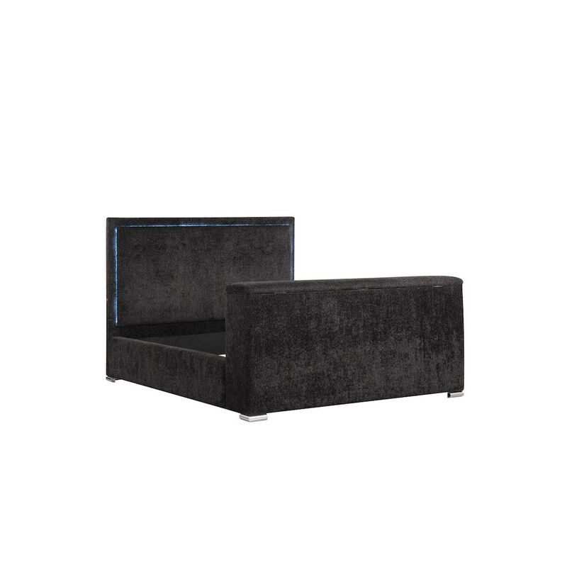 Best Master Furniture Modern Upholstered Bed Frame with Hidden TV Lift Storage, Queen, Black image number 1