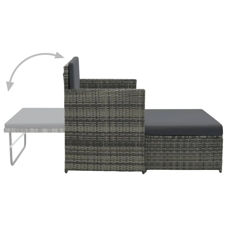 vidaXL 2 Piece Garden Lounge Set with Cushions Poly Rattan Gray