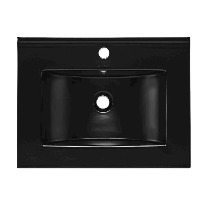 24" Vanity Sink Top in Glossy Black