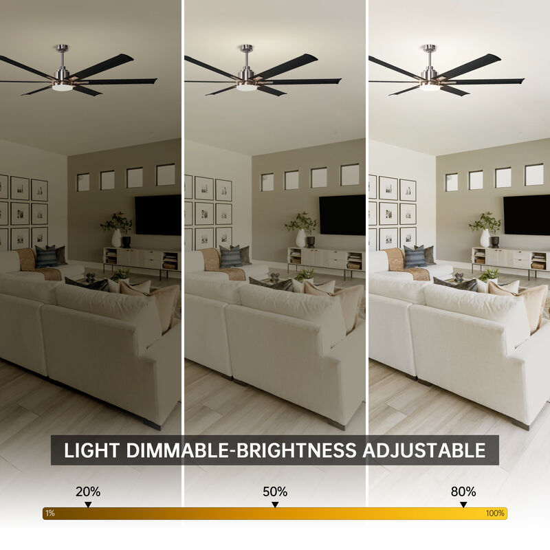 72 in. Modern Integrated LED Brushed Chrome Ceiling Fan with Light and Remote